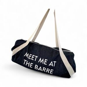 Fun “Meet Me at the Barre” Denim Barrel Duffel Bag